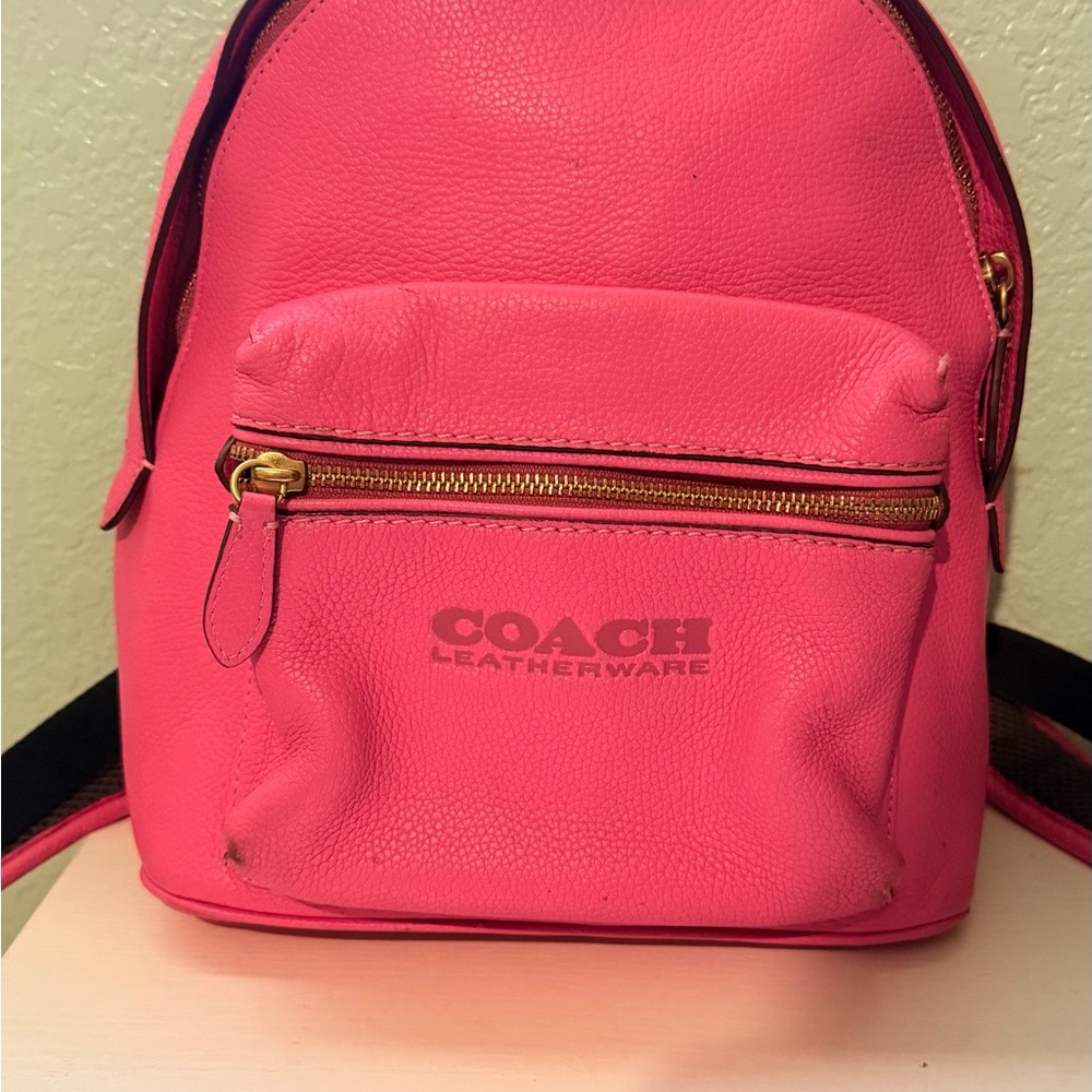 Coach Vibrant Pink Leather Backpack